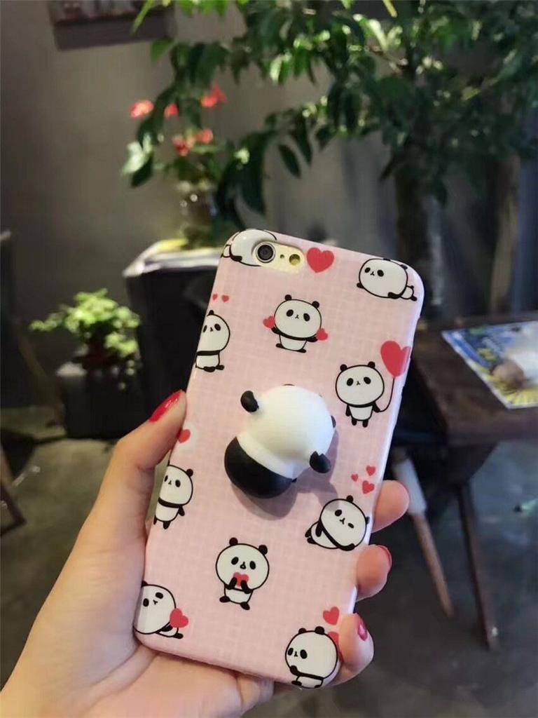 Zachte 3D Squishy Siliconen Kat Panda TPU Telefoonhoesje Cover Voor Iphone 6 6s 7 Plus