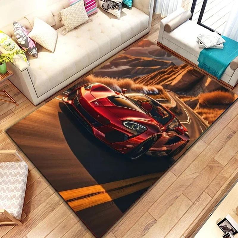 Racing Car Pattern Artwork Rug Bedroom Living Room Cool F1 Carpet for Kitchen Floor Mats Home Decor Non-Slip Floor Pad Mat