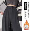 Corduroy suit pants women's autumn and winter new velvet coffee color casual and thin large size loose wide-leg pants