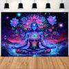 2D Yoga-Göttin Wandteppich, Kosmischer Lotus Meditations-Hintergrundtuch