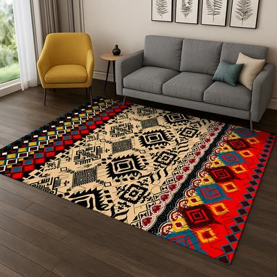 Böhmischer Persischer Geometrischer Blumenteppich für Zuhause Schlafzimmer Wohnzimmer Sofa Fußmatte Dekor, Spiel Rutschfeste Bodenmatte