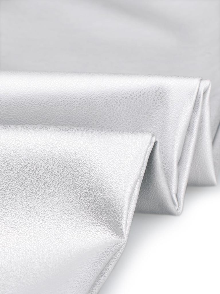 Allegra K Punk Pants, High-Waisted, Straight-Leg, Casual, PU Faux Leather, Retro, Shiny, Women's, Silver, Size S