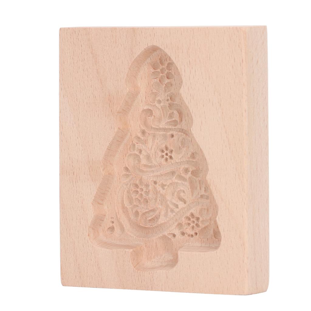 Carved Wooden Cookies Cutter Mold Kitchen Gingerbread Biscuit Press Stamp Embossing Mould Christmas Tree Shape