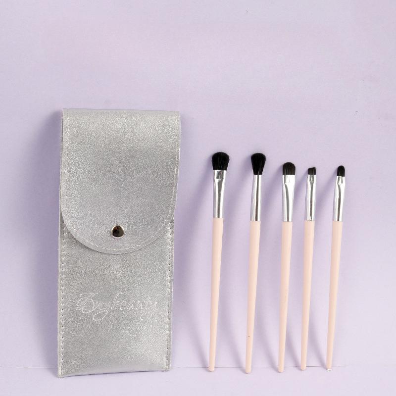 New Makeup Brush 5 Soft-bristled Eye Shadow Set Concealer Brush Eyebrow Brush Blending Highlight Brush Leather Bag