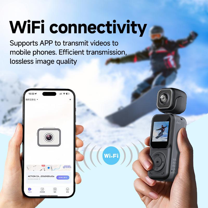 Mini Vlog 4K Pocket Camera Wifi Outdoor Dv 180°Rotatable Uhd Anti-Shake Bodycam Sports Action Portable Security Recorder