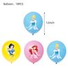 Birthday Banner Set With 18 Pcs Latex Princess Balloons 12 Pcs Cupcake Toppers