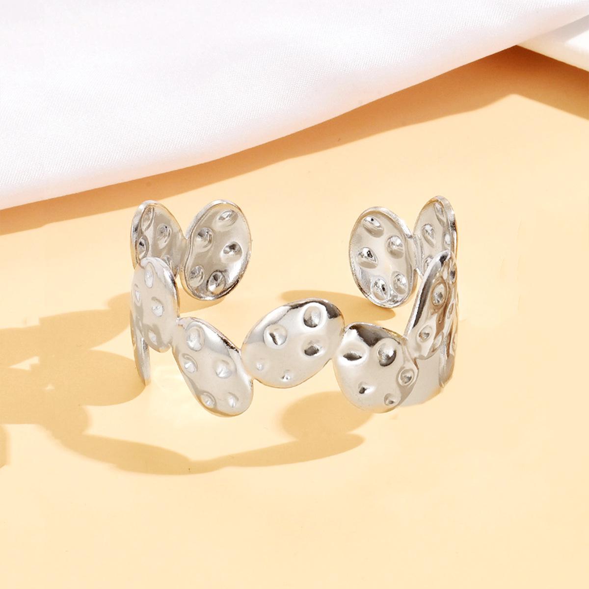 Personalized Geometric Hammered Stainless Steel Cuff Bracelet