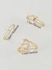 3pcs Set Cubic Zirconia Inlaid Heart Shaped Rings, Suitable For Women's Daily, Party, Date Wear, Stackable, Perfect Gift