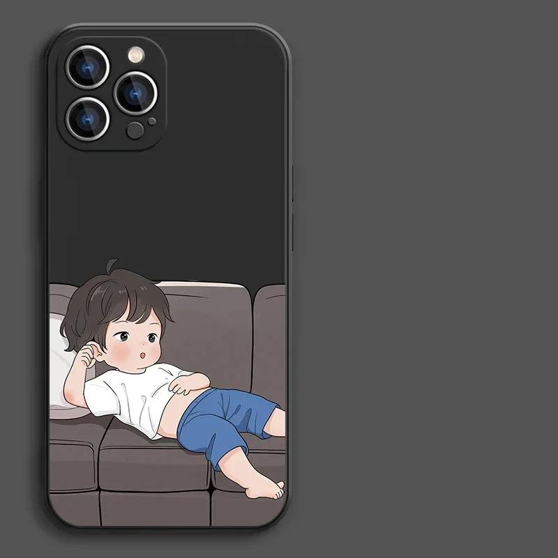 

Funny Cute Girl Boy Couple Phone Case For iPhone 15 16 14 13 12 11 Pro Max 13 Mini XR SE3 8 14 Plus Paired Lovers Fundas Covers iPhone 13Pro