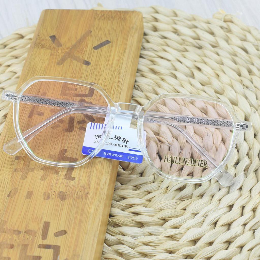 Trendy Women's and Men's Polygonal Net Red Glasses - Full Frame TR90 Plano Transparent Eyewear