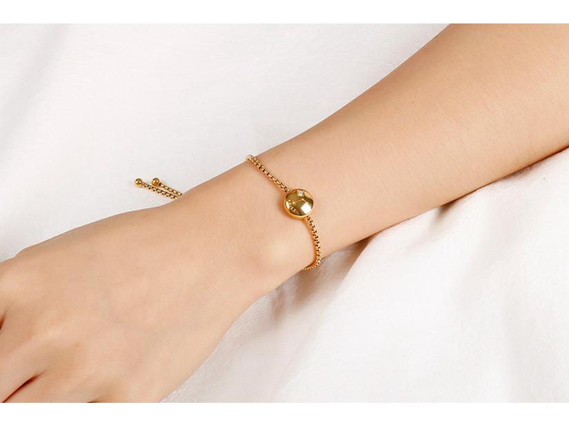 Korean Zodiac Constellations Gold Bracelet with Diamonds - Adjustable Titanium Steel Jewelry for Girls