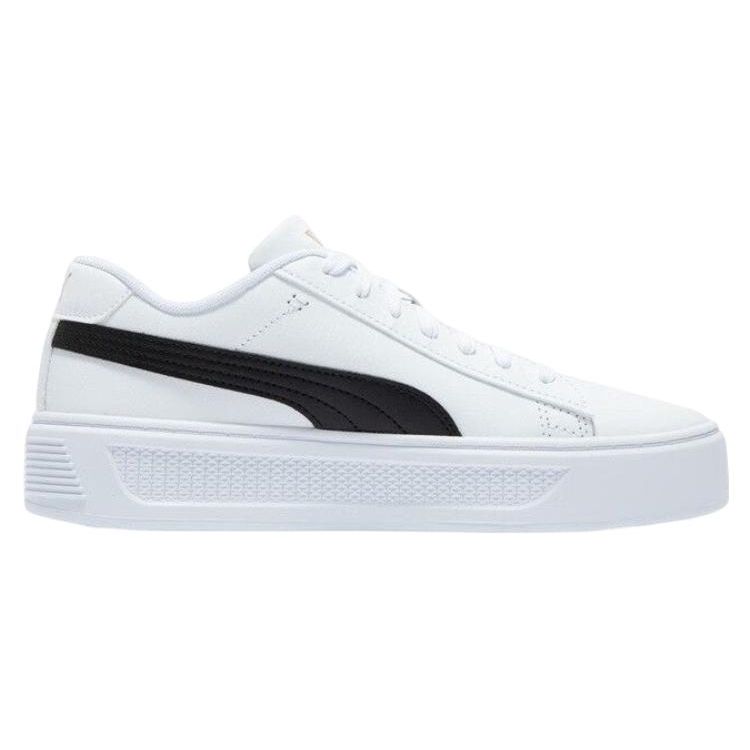 Puma Smash Platform V3 White Black Gold Women Sneakers 390758-04