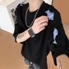 Men Striped Patchwork Cutout Short Sleeve T Shirt Oversized Casual Streetwear Top for Men