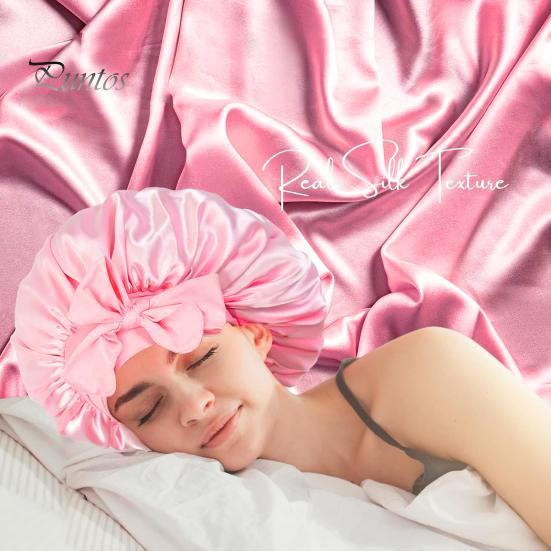 Women Nightcap Satin with Adjustable Elastic Tie Band Hair Protection Bathing Makeup Exercise Hat Sleeping Bonnet Night Sleep Shower Cap