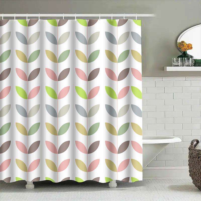 Modern Leaves Pattern Shower Curtain Water-Resistant Fabric Perfect Bathroom Decoration For Home Decorations 72 Inches X 84 Inch