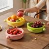 Doughnut Shape Fruit Bowl with Fork Plastic Large Capacity Dessert Salad Bowl with 6 Fruit Fork Candy Bowl Kitchen Table