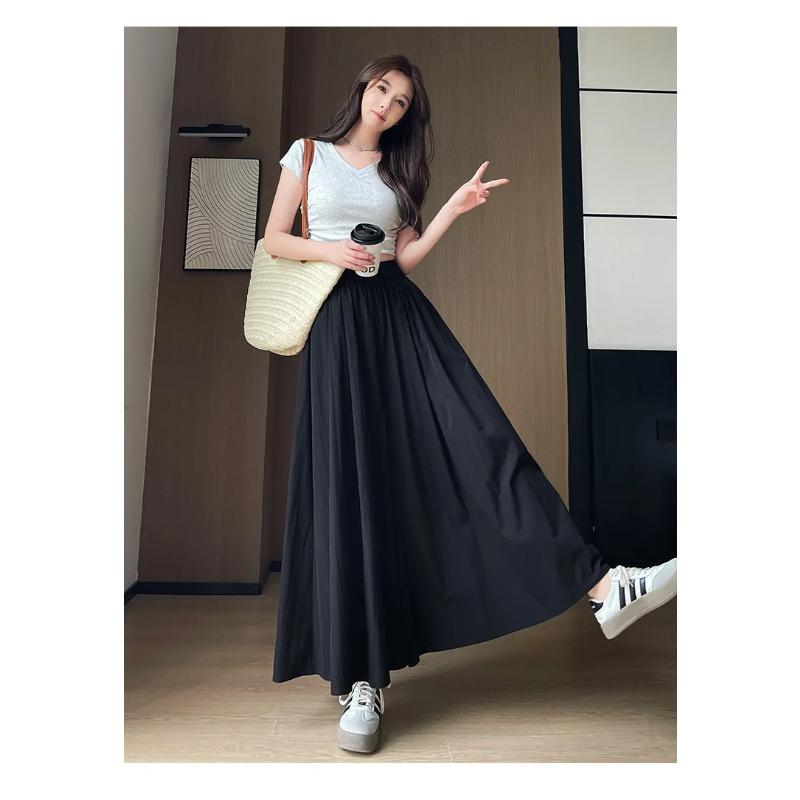 Spring Summer A Line High Waist Pants Skirt Women Trend Fashion Japanese Culottes Casual Loose Ice Silk Wide Leg Pant