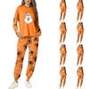 Women's Casual Sweatshirt and Jogger Set with Halloween Print, Round Neck, Loose Fit, Chest Pocket