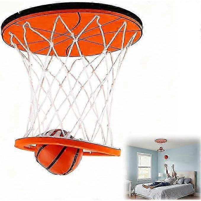 Ceiling Basketball Hoop, Hanging Indoor Basketball Hoop Ceiling Mounted, Mini Basketball Goal with Soft Ball for Bedroom, Stress-Relieving Game for Ad