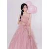 Studio-Themed Wedding Dress: New Girl Style, Pink Skin-Tone Enhancing, Colorful Yarn, Outdoor Travel Photo Dress