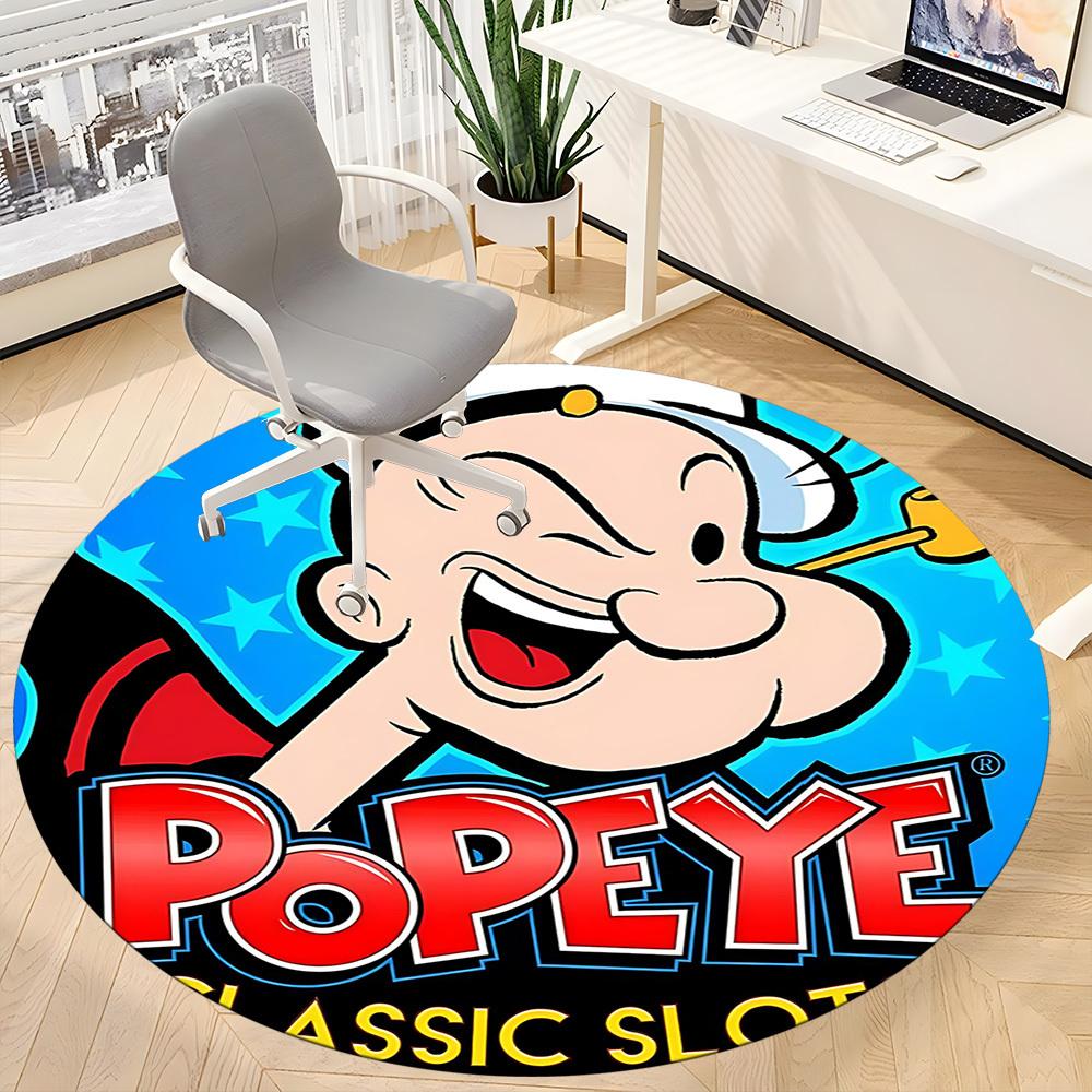 1pc Popeye Office Round Area Rug, Under Office Chairs Bedroom Living Room Home Decor, Room Deco