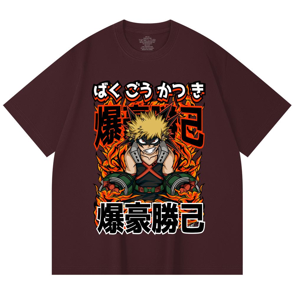 

230 Gsm 100% Cotton My Hero Academia V13 Bakugo Print Unisex Heavy Cotton T Shirt 2XL