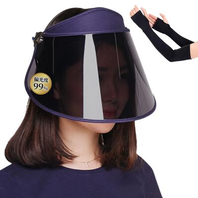 GOKEI משקף שמש מקוטב לפנים, מגן שמש מקוטב רחב לפנים להגנה מ-UV UPF, מגן שמש לפנים עם זרוע, כובע שמש UV לפנים עם מגן כחול, מצחייה, ארוך, לנשים, הגנה,