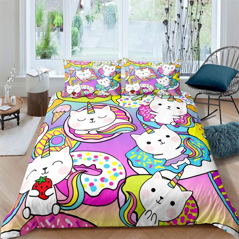 Cute Pet Cat Bedding Set Animal Kawaii Duvet Cover for Kids Bedroom 3D Quilt Double Bed 240x220 Queen King Size Soft Bed Linens
