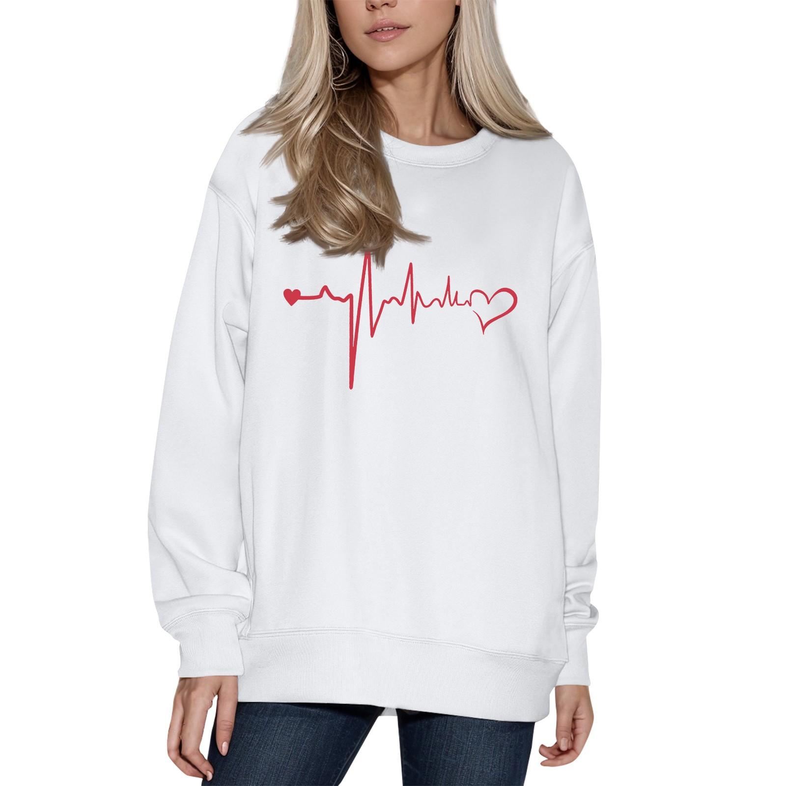 

Жіночий модний светр з принтом, з довгим рукавом та круглим вирізом M білий