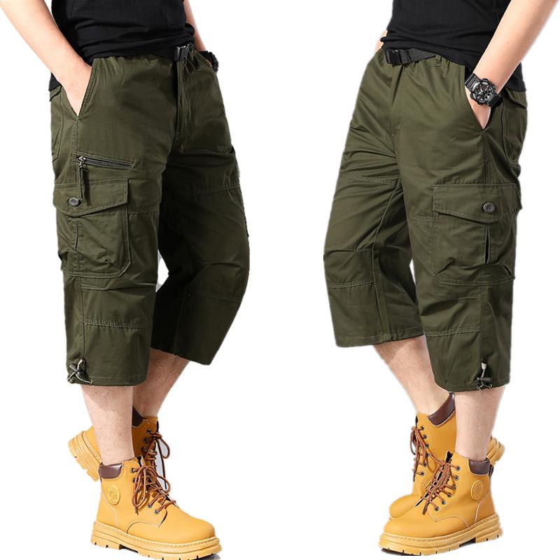 Erkek Kargo Şort Yaz Gevşek Rahat Pantolon Elastik Bel Büyük Boy Açık Koşu Eşofman Altı Trend Çok Cepler