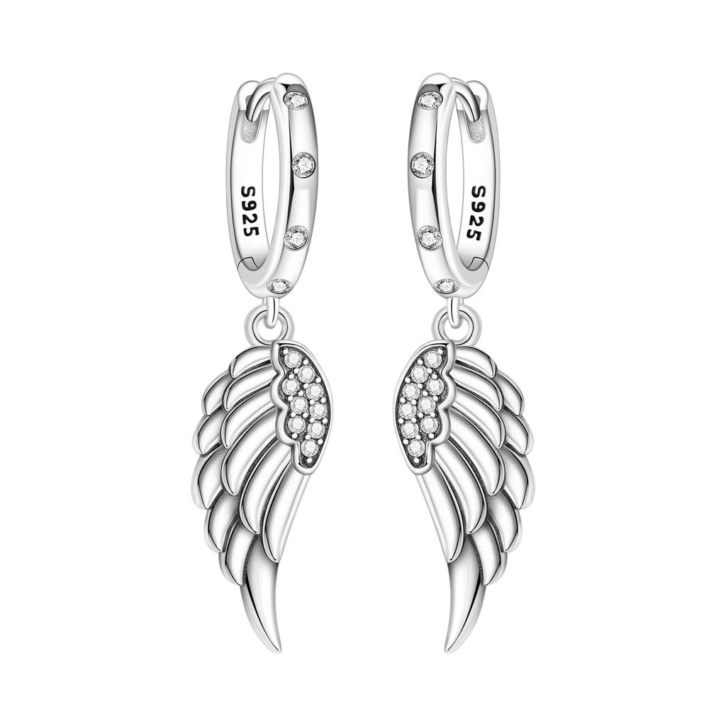 Original 925 Silver Zircon Pink Paw Print Earrings Heart Flower Leaf Design Women Party Jewelry Gift Ear Loops