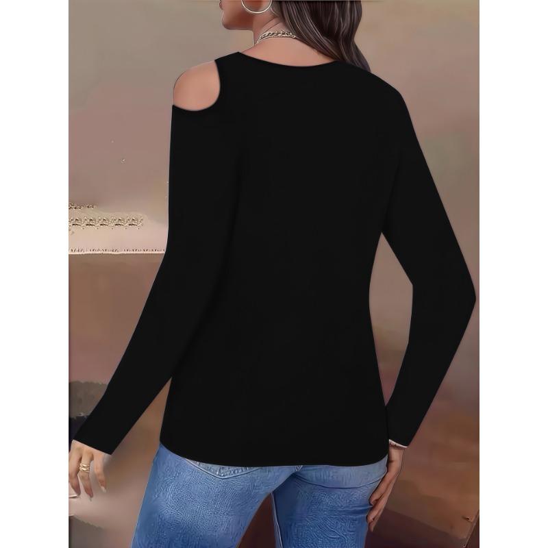 Fashion Off Shoulder Irregular Women Blouse Slim Fit Casual Shirts Ladies Long Sleeve Streetwear Elegant Hollow Out Swet Tops Female Simple Clothing