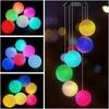 Solar-Powered Color Changing Crystal Ball Wind Chime, Portable Outdoor Light for Patio, Yard, Garden - Plastic Garden Light
