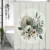 Watercolor Floral Round Leaf Shower Curtain, Bathroom Decorative Shower Curtain, Waterproof Shower Curtain with Hooks
