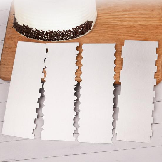 Yousheng 1/5Pcs Cake Scraper Polygonal Pattern Multi-Function Scraper Spatula Easy to Clean Baking Tool Cake Surface Decorator