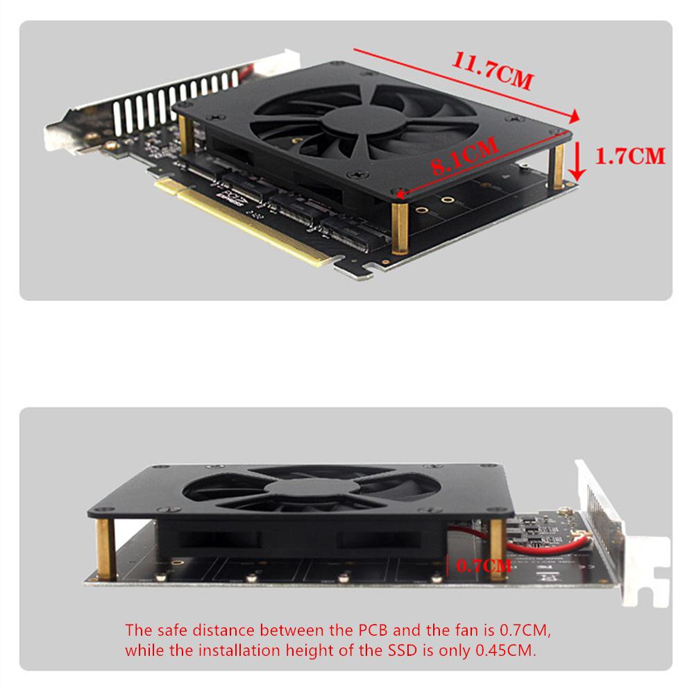 For Motherboard M.2 NVME RAID PCI-E X16 Split Card Array Expansion Adapter Card