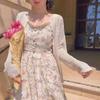 Summer Women Elegant Sweet Midi Sundress Pink Purple Beige Floral Hollow Out Delicate Sleeveless Dress Embroidery Feminine Dress