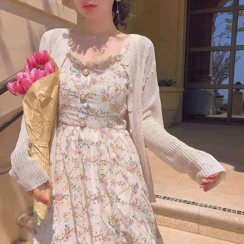 Summer Women Elegant Sweet Midi Sundress Pink Purple Beige Floral Hollow Out Delicate Sleeveless Dress Embroidery Feminine Dress