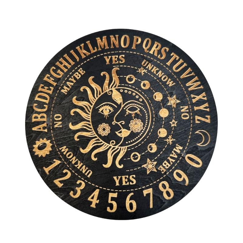 Crystal Energy Disk Witch Divination Pendulum Board Wood Carving Astrolabe Altar Pendulum Prayer Ritual Display Decor