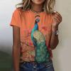Peacock T-Shirts Animal Women Fashion O-Neck Short Sleeve T Shirt Y2k Harajuku Oversized Tees Tops Female Clothing