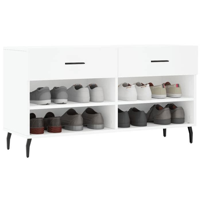 VidaXL Banc à Chaussures, Armoire à Chaussures avec 4 Étagères et Pieds, Meuble à Chaussures avec 2 Tiroirs Salon, Moderne, 829756