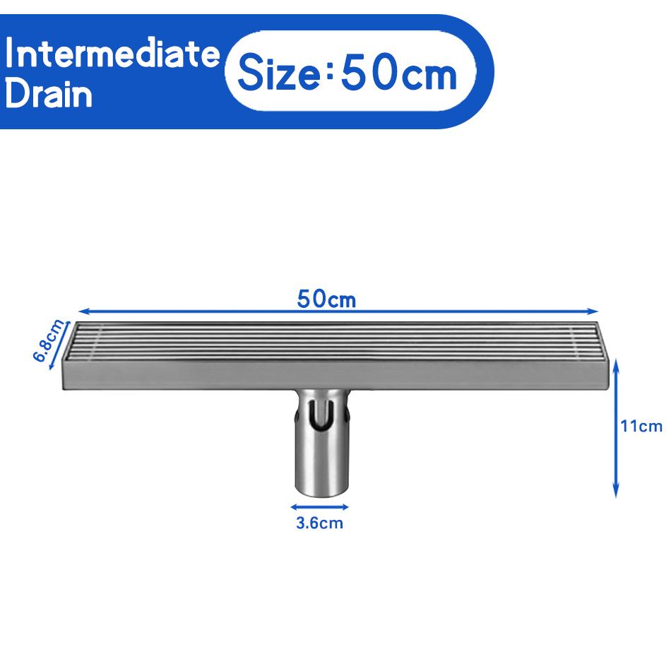 Badezimmer-Bodenablauf USU304 Edelstahl Streifen Rechteck Dusche Lange lineare Entwässerung Seitenbodenabläufe für Küchentoiletten