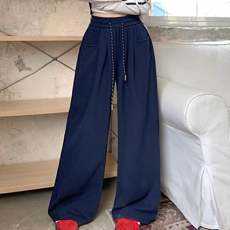 

Легкие однотонные повседневные брюки на весну и осень, женские прямые брюки с высокой талией, широкие длинные брюки M
