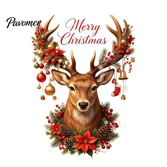 Non Adhesive Window Film Christmas Reindeer Static Glass Sticker, Removable Clings with Merry Text, Reusable PVC Stickers for Holiday Home And