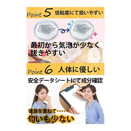 Resin liquid, soft type, large capacity, made in Japan, transparent, 1-component, UV-LED compatible (100g), odorless, resin, soft, polka dot crystal