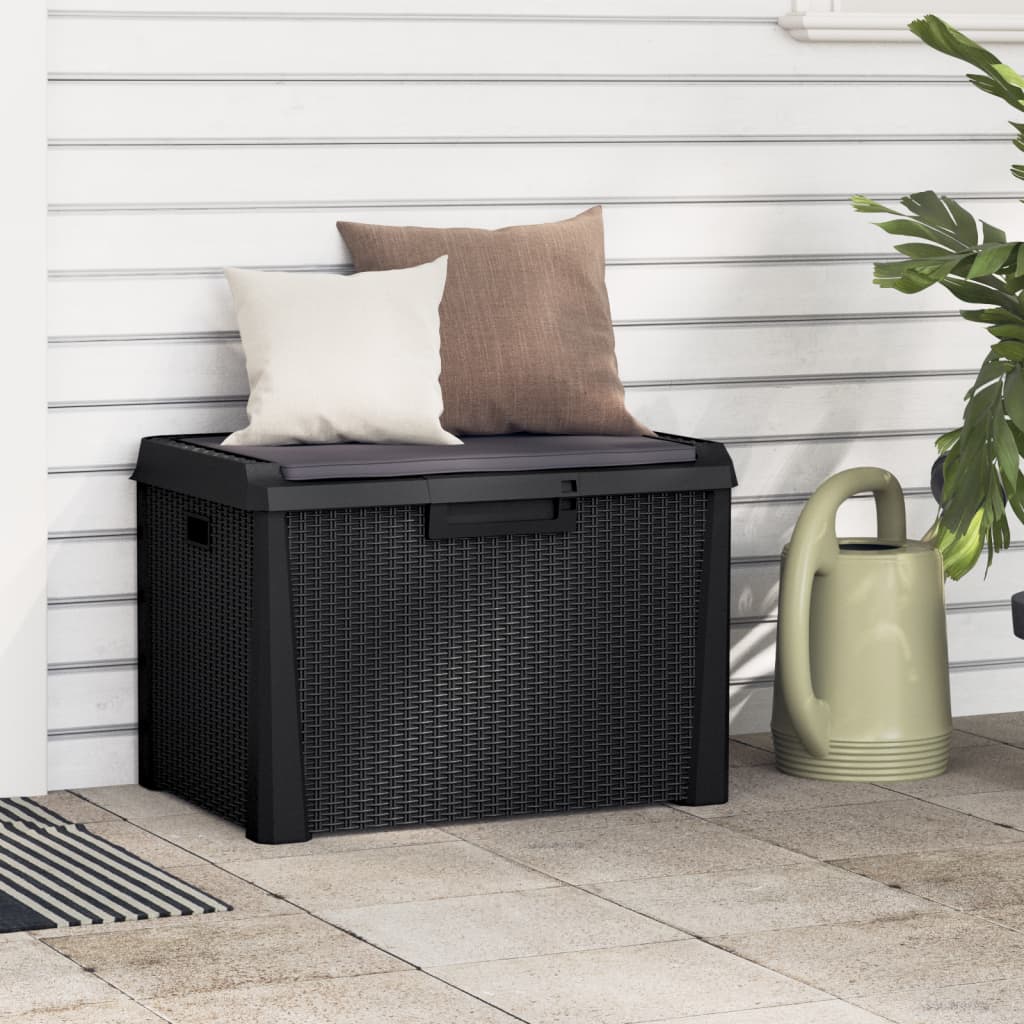 Vidaxl Garden Box With Seat Cushion, Anthracite, 125 L, Pp