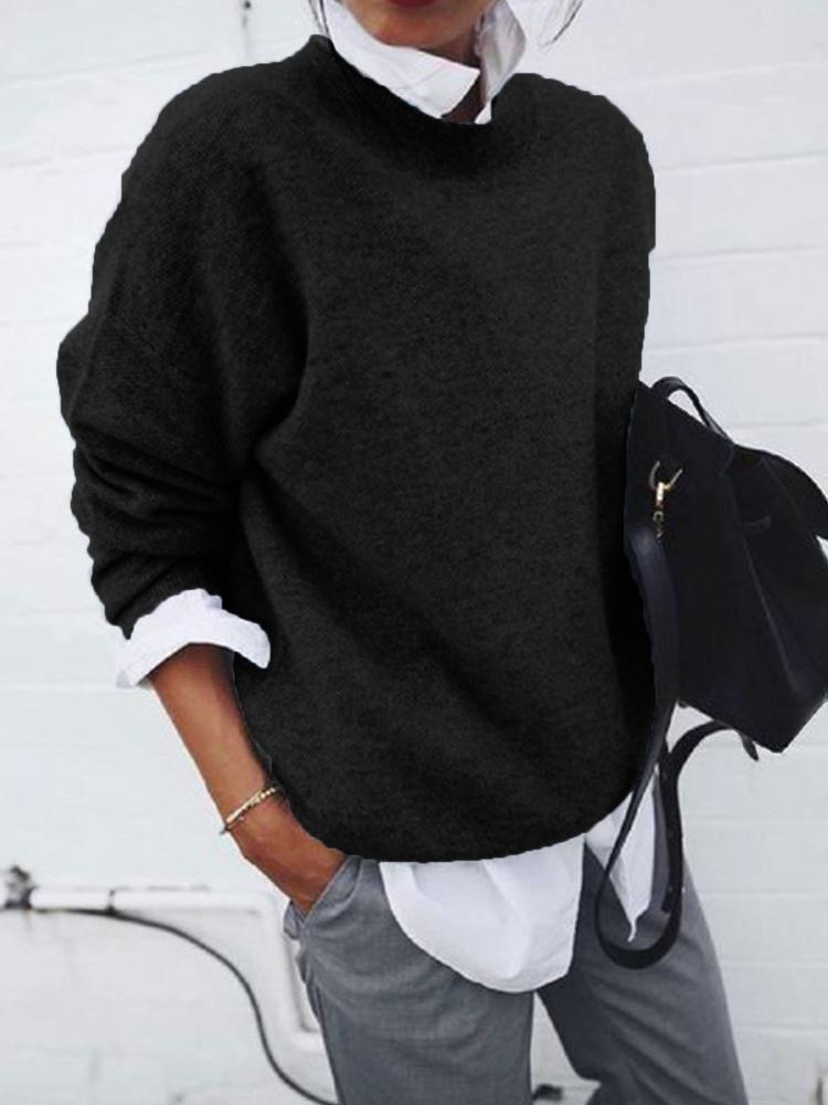 A Long-sleeved Sweatshirt with A Collar and A Fake Two-piece Sweater Coat for A Woman