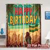 Flat Printing Curtains Without Rod Tropical Birthday Popular Window Treatment Versatile Polyester Set Of 2 Made