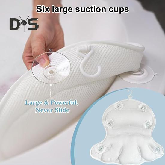 Vanový polštář s protiskluzovou masážní přísavkou Extra měkká podpora šíje a zad 4D Air Mesh Polštář Vana Polštář Spa příslušenství