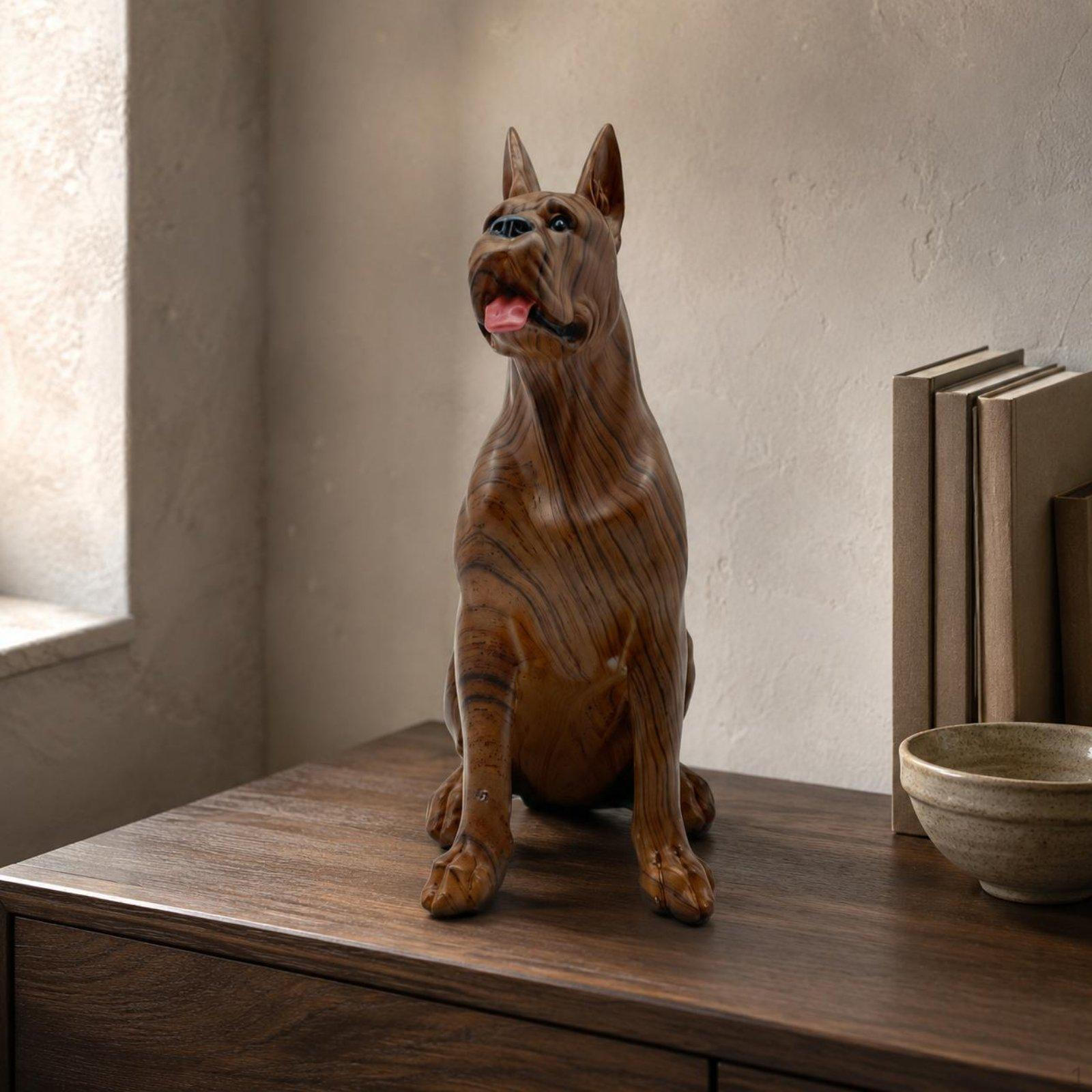 Dobermaņa statuja ar stāvošām ausīm Figūriņa
